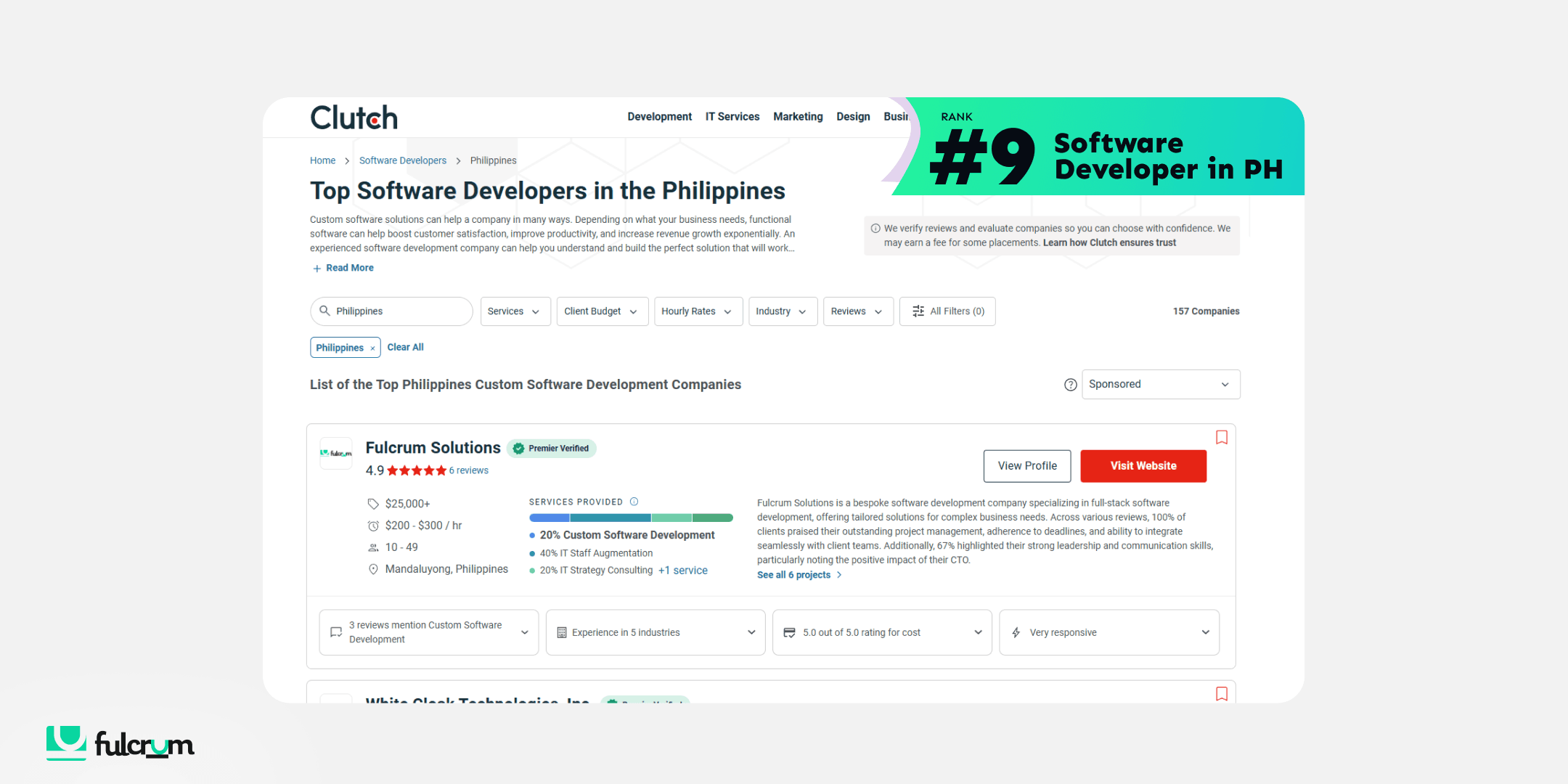 Fulcrum Solutions Earns Top 10 Rankings on Clutch